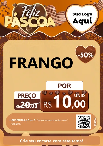 Modelo de Cartaz para Cartaz A4 Vertical com o tema Feliz Páscoa para Assados