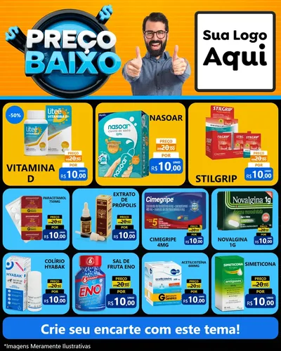 Modelo de Rede Social para Feed Instagram com o tema Preço Baixo para Farmácia