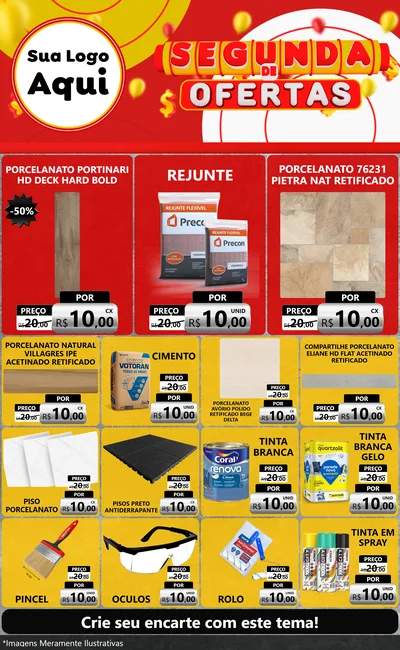Modelo de Encarte para Encarte Grande com o tema Segunda de Ofertas para Pisos e revestimentos