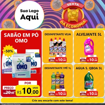Modelo de Rede Social para Feed Facebook com o tema Sexta da Economia para Produtos de Limpeza