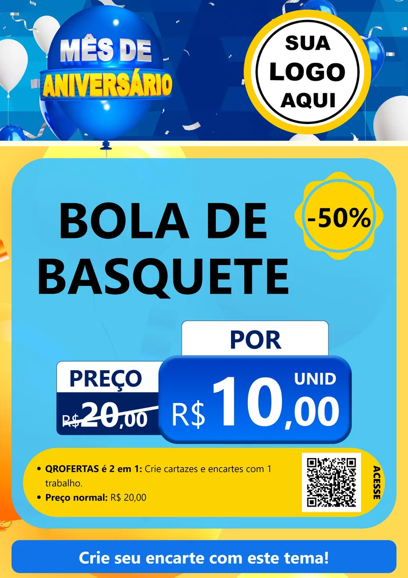 Modelo de Cartaz para Cartaz A4 Vertical com o tema Mês de Aniversário para Artigos Esportivos