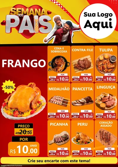 Modelo de Encarte para Encarte A4 Vertical com o tema Semana Dos Pais para Assados