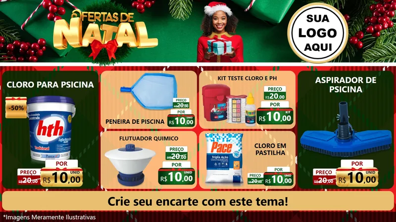 Modelo de TV para TV Horizontal com o tema Ofertas de Natal para Produtos para Piscina