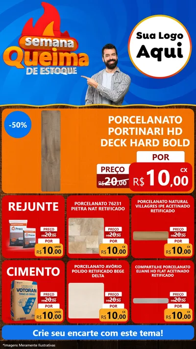 Modelo de Rede Social para Stories com o tema Semana Queima de Estoque para Pisos e revestimentos