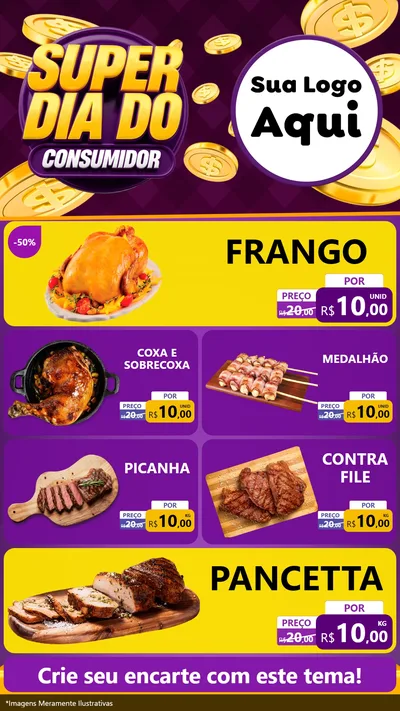 Modelo de TV para TV Vertical com o tema Super Dia do Consumidor para Assados