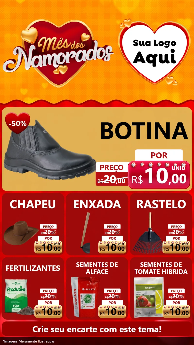 Modelo de Rede Social para Stories com o tema Mês dos Namorados para Agropecuária