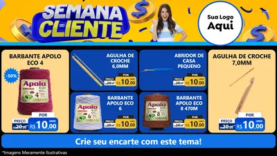 Modelo de TV para TV Horizontal com o tema Semana do Cliente para Armarinho e Aviamentos
