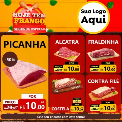 Modelo de Rede Social para Feed Facebook com o tema Hoje tem Frango Segunda Especial para Açougue