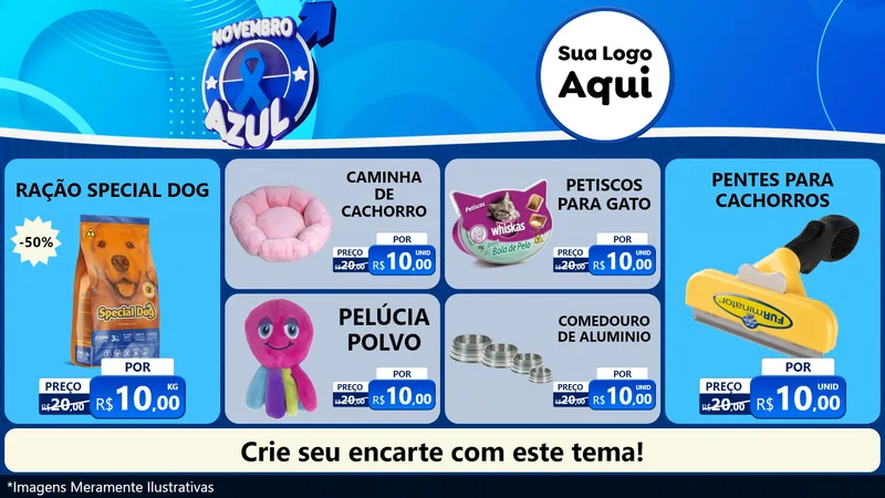 Modelo de TV para TV Horizontal com o tema Novembro Azul para Pet Shop