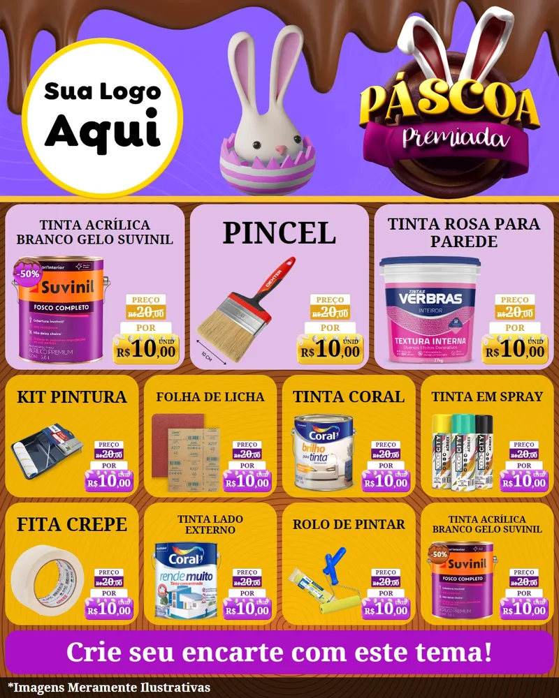 Modelo de Rede Social para Feed Instagram com o tema Páscoa Premiada para Tintas e Ferramentas