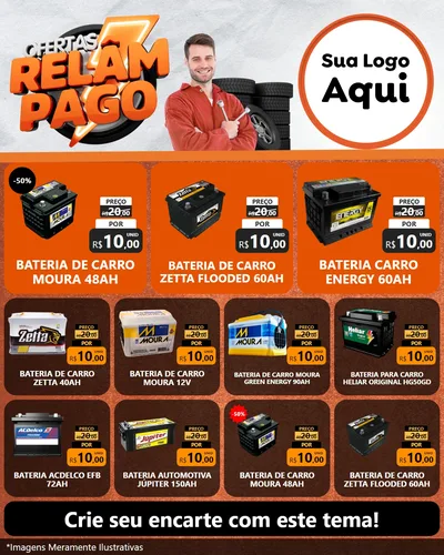 Modelo de Rede Social para Feed Instagram com o tema Ofertas Relâmpago - Moto / Auto para Baterias Elétricas