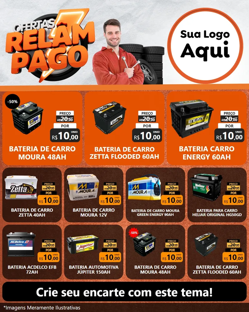 Modelo de Rede Social para Feed Instagram com o tema Ofertas Relâmpago - Moto / Auto para Baterias Elétricas