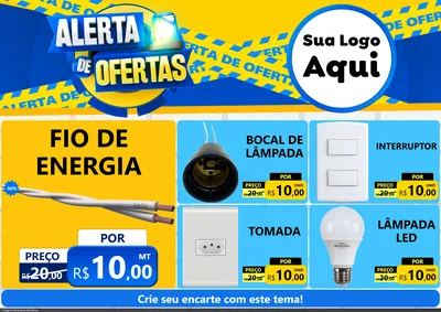 Modelo de Encarte para Encarte A4 Horizontal com o tema Alerta de Ofertas para Materiais Elétricos