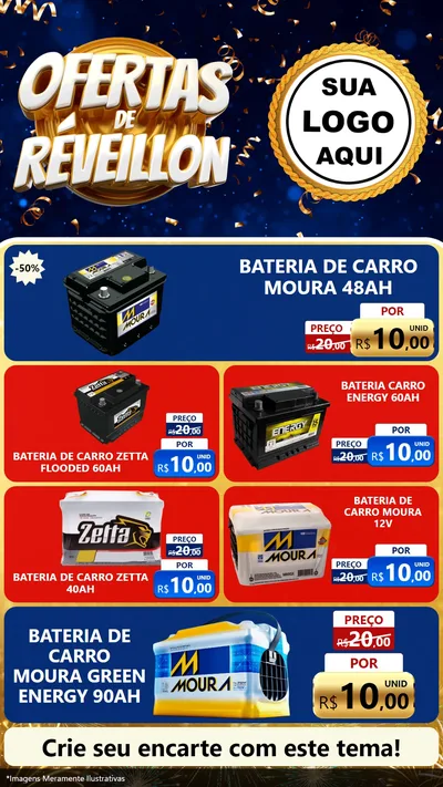 Modelo de TV para TV Vertical com o tema Ofertas de Réveillon para Baterias Elétricas