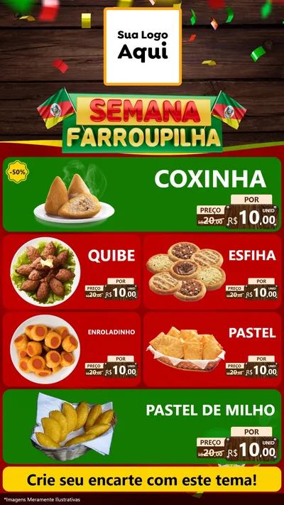 Modelo de TV para TV Vertical com o tema Semana Farroupilha para Salgadaria