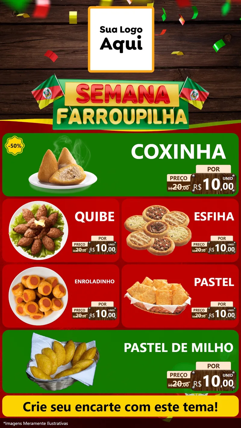 Modelo de TV para TV Vertical com o tema Semana Farroupilha para Salgadaria