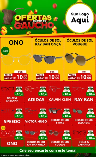 Modelo de Encarte para Encarte Grande com o tema Ofertas Semana Do Gaúcho para Óticas
