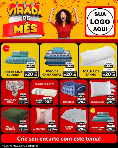 Modelo de Rede Social para Feed Instagram com o tema Virada de Mês para Cama, Mesa e Banho