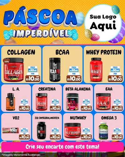 Modelo de Rede Social para Feed Instagram com o tema Páscoa Imperdível para Suplementos alimentares
