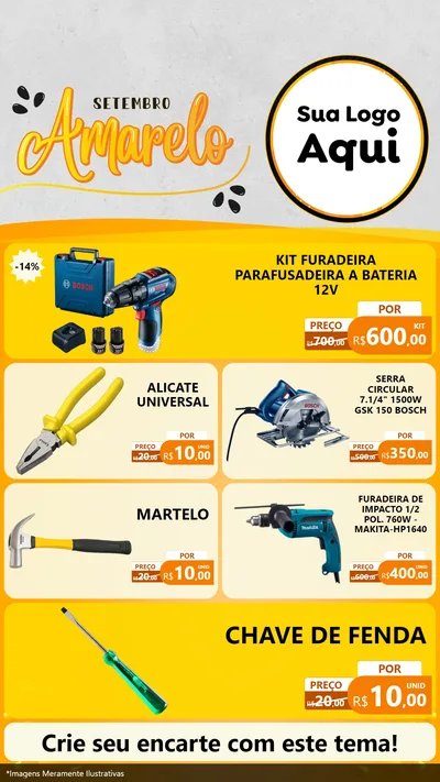Modelo de TV para TV Vertical com o tema Setembro Amarelo para Maquinas e Ferramentas