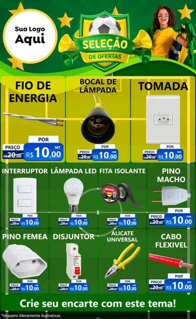 Modelo de Encarte para Encarte Grande com o tema Seleção de Ofertas - Copa para Materiais Elétricos