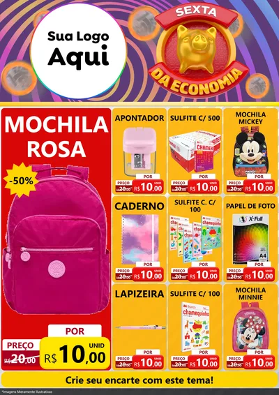 Modelo de Encarte para Encarte A4 Vertical com o tema Sexta da Economia para Papelaria
