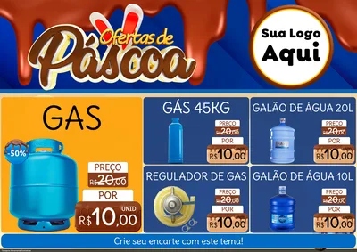 Modelo de Encarte para Encarte A4 Horizontal com o tema Ofertas de Páscoa para Água e gás