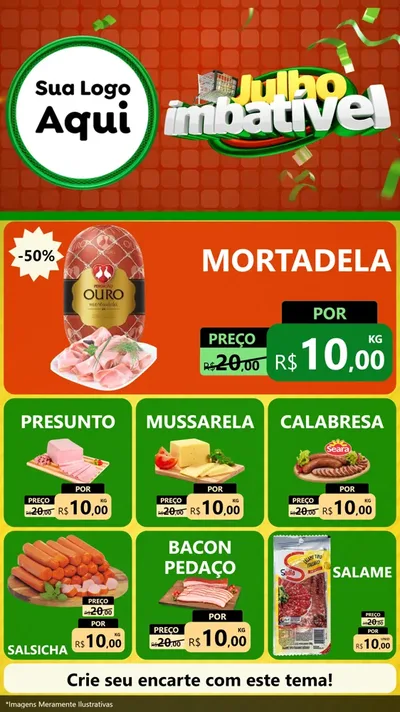 Modelo de Rede Social para Stories com o tema Julho Imbatível para Frios e Laticínios