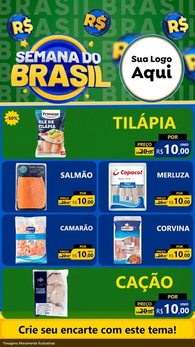 Modelo de TV para TV Vertical com o tema Semana Do Brasil para Peixaria