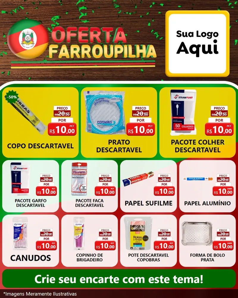 Modelo de Rede Social para Feed Instagram com o tema Oferta Farroupilha para Embalagens