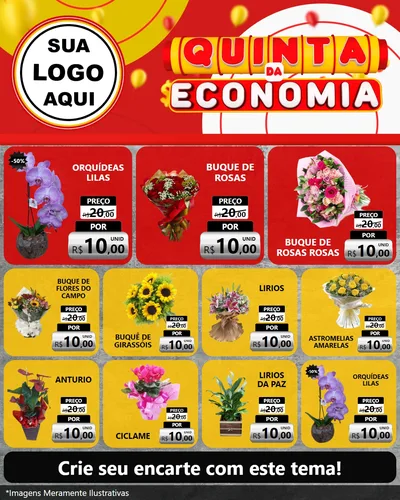 Modelo de Rede Social para Feed Instagram com o tema Quinta da Economia para Floricultura e jardim