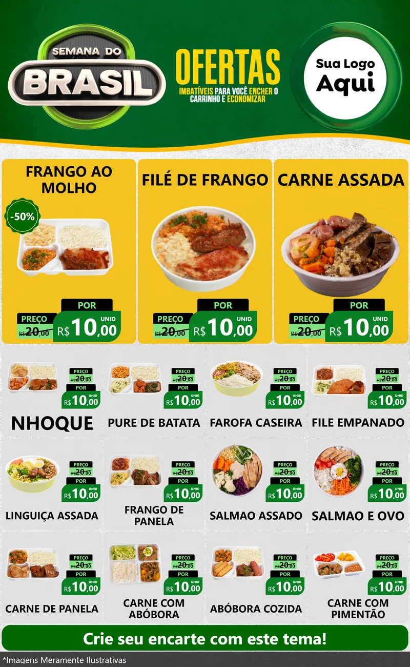 Modelo de Encarte para Encarte Grande com o tema Semana do Brasil para Restaurante