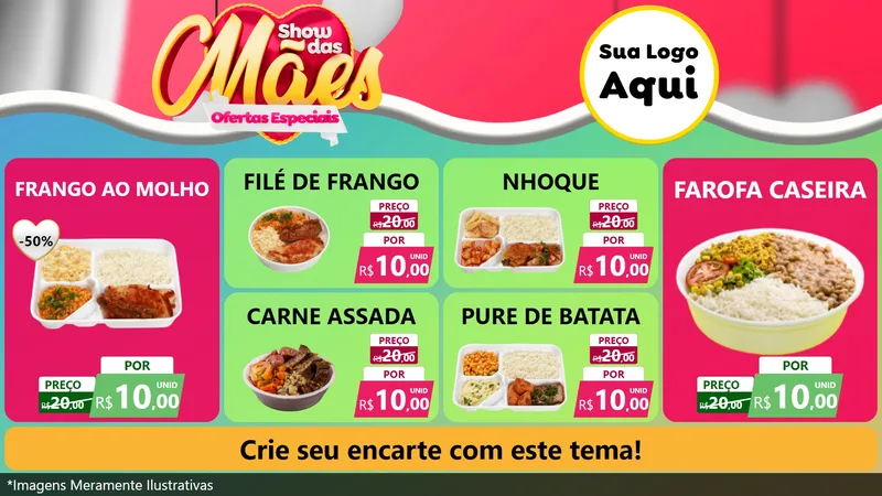 Modelo de TV para TV Horizontal com o tema Show das Mães - Ofertas Especiais para Restaurante