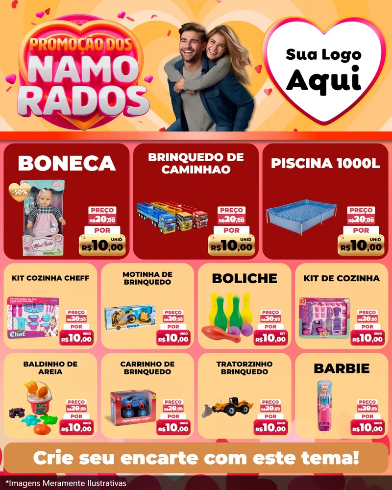 Modelo de Rede Social para Feed Instagram com o tema Promoção dos Namorados para Brinquedos