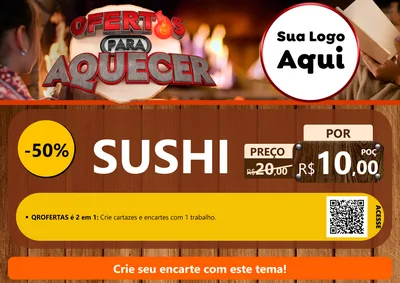 Modelo de Cartaz para Cartaz A4 Horizontal com o tema Ofertas Para Aquecer para Comida japonesa