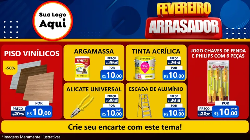 Modelo de TV para TV Horizontal com o tema Fevereiro Arrasador para Material para Construção