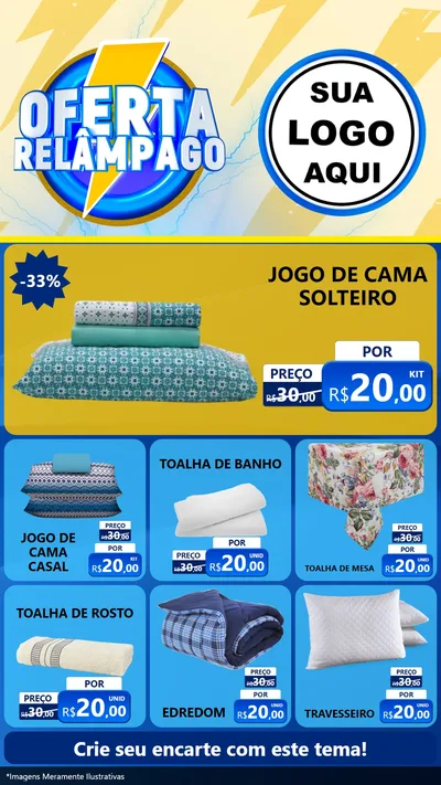 Modelo de Rede Social para Stories com o tema Oferta Relâmpago para Cama, Mesa e Banho