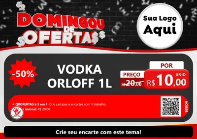 Modelo de Cartaz para Cartaz A4 Horizontal com o tema Domingou de Ofertas para Distribuidora de bebidas