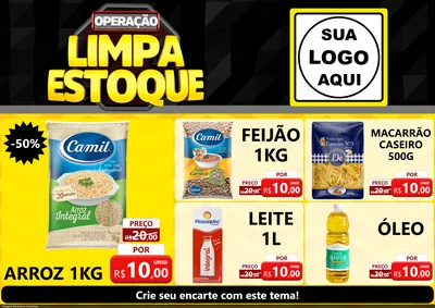 Modelo de Encarte para Encarte A4 Horizontal com o tema Operação Limpa Estoque para Supermercado
