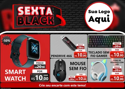 Modelo de Encarte para Encarte A4 Horizontal com o tema Sexta Black para Informática