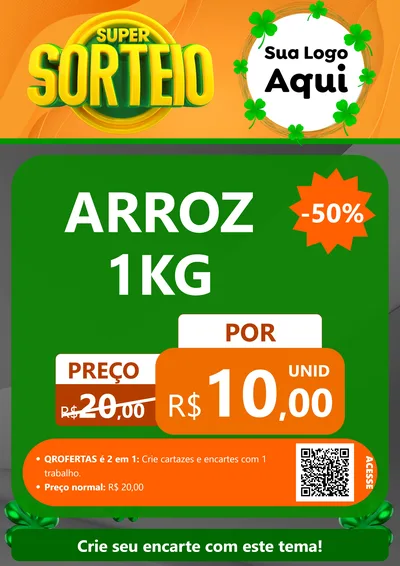 Modelo de Cartaz para Cartaz A4 Vertical com o tema Super Sorteio para Supermercado