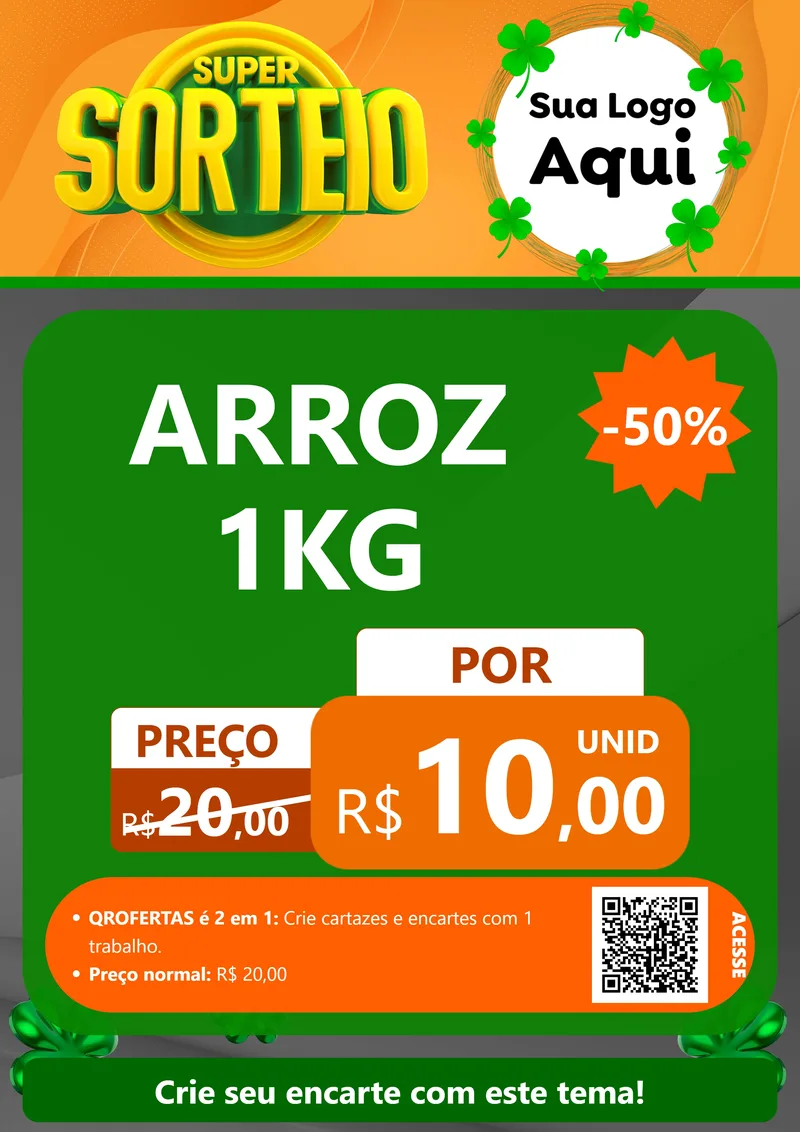 Modelo de Cartaz para Cartaz A4 Vertical com o tema Super Sorteio para Supermercado