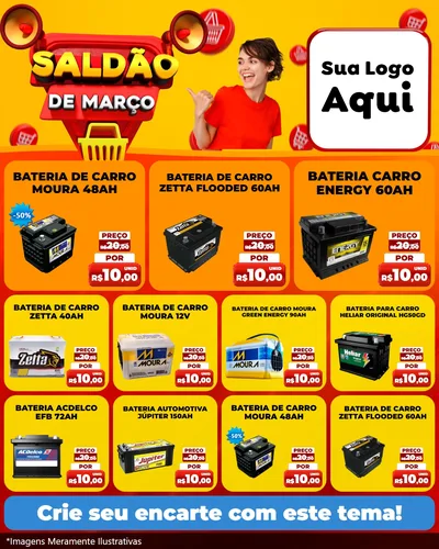 Modelo de Rede Social para Feed Instagram com o tema Saldão de Março para Baterias Elétricas