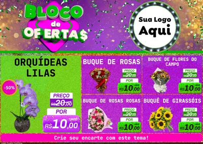 Modelo de Encarte para Encarte A4 Horizontal com o tema Bloco de Ofertas para Floricultura e jardim