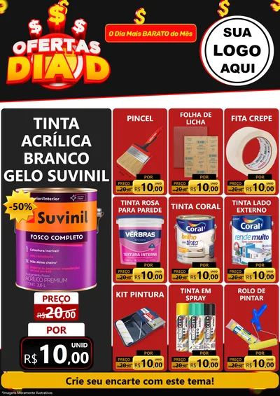 Modelo de Encarte para Encarte A4 Vertical com o tema Ofertas Dia D para Tintas e Ferramentas