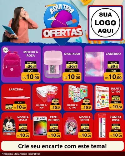 Modelo de Rede Social para Feed Instagram com o tema Aqui Tem Ofertas - Papelaria para Papelaria
