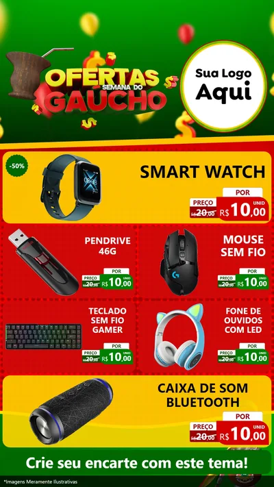Modelo de TV para TV Vertical com o tema Ofertas Semana Do Gaúcho para Informática