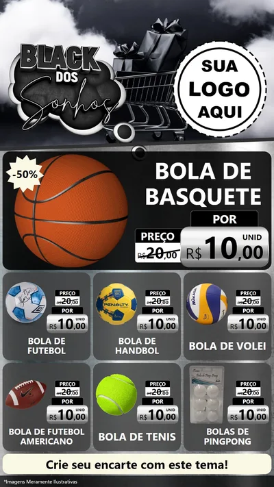 Modelo de Rede Social para Stories com o tema Black dos Sonhos para Artigos Esportivos