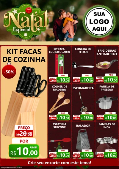 Modelo de Encarte para Encarte A4 Vertical com o tema Natal Especial para Utilidades Domésticas