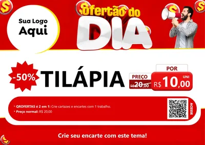Modelo de Cartaz para Cartaz A4 Horizontal com o tema Ofertão do dia para Peixaria